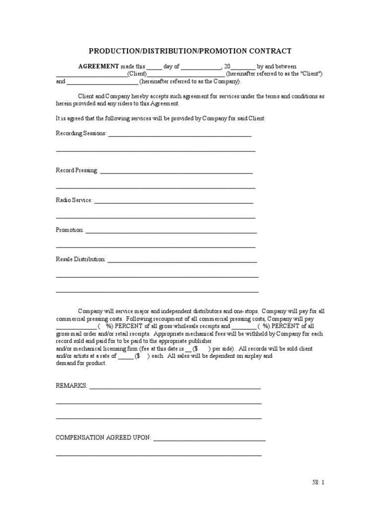 Productiondistributionpromotion Contract | PDF | Business Law | Government