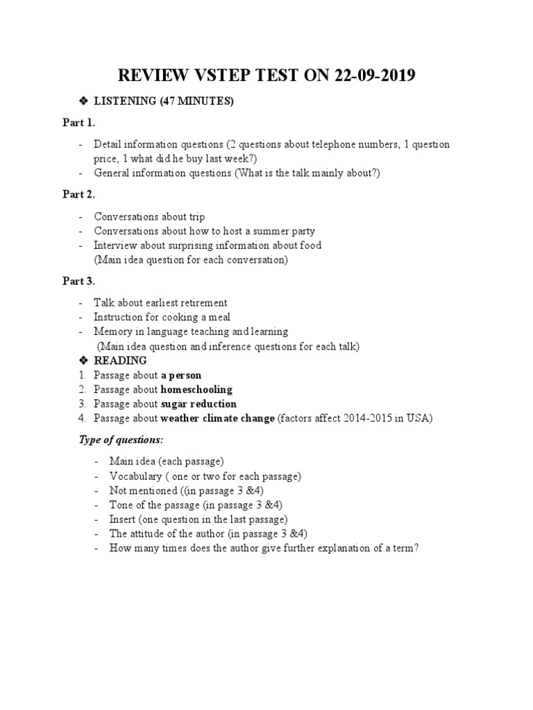 Review Vstep Test 22-09 | PDF | Language Arts & Discipline