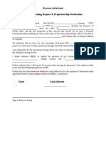 Business Letterhead Account Opening Request & Proprietorship Declaration