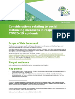 Social Distancing Measures in Response To The COVID 19 Epidemic
