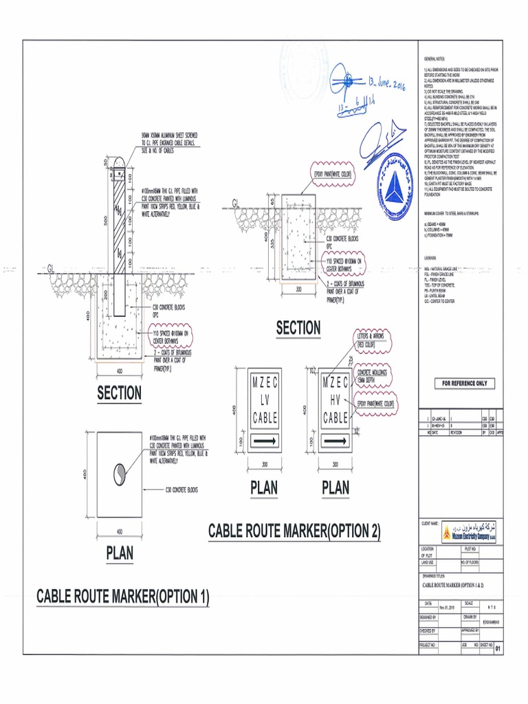 Cable Route Marker and Foundations PDF | PDF