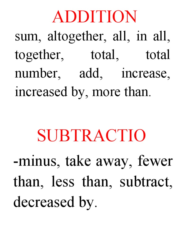 Sum, Altogether, All, in All, Together, Total, Total Number, Add ...