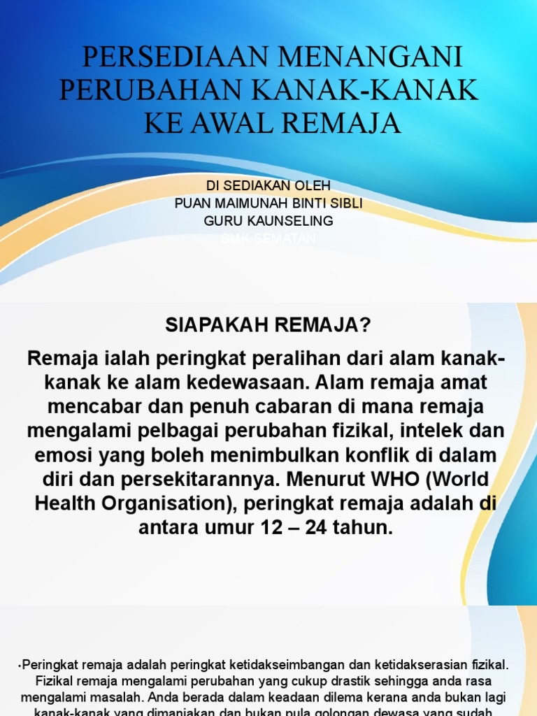 Persediaan Menangani Perubahan Kanak Pptxsk Paon Temaga Pdf
