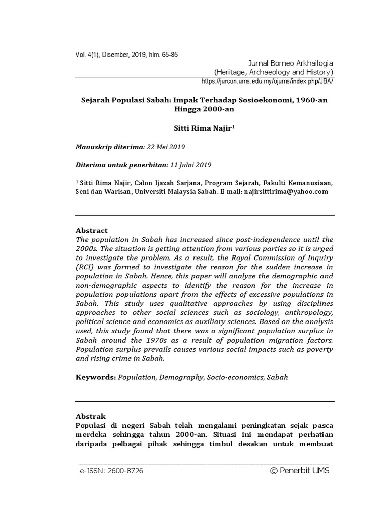Populasi Sabah Pdf Malaysia