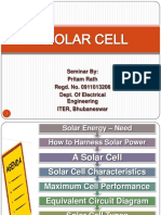 A Solar Cell: Seminar By: Pritam Rath Regd. No. 0911013206 Dept. of Electrical Engineering ITER, Bhubaneswar