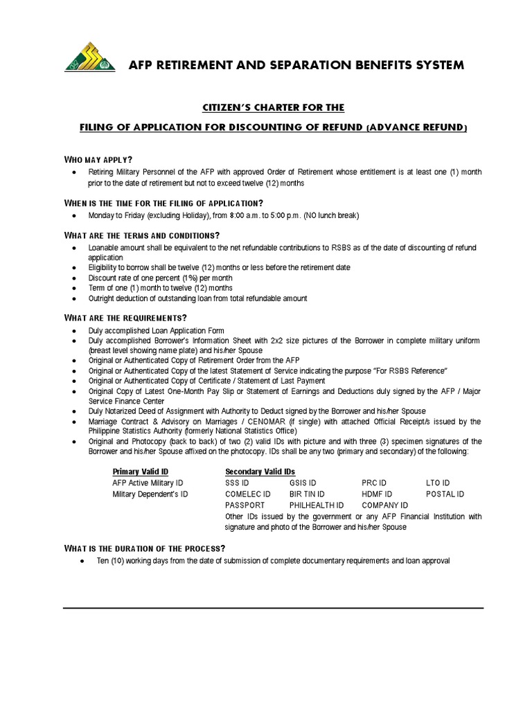 MG Afp Retirement and Separation Benefits System | PDF | Identity ...