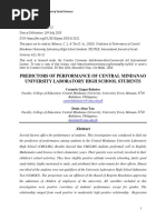 Predictors of Performance of Central Mindanao University Laboratory High School Students