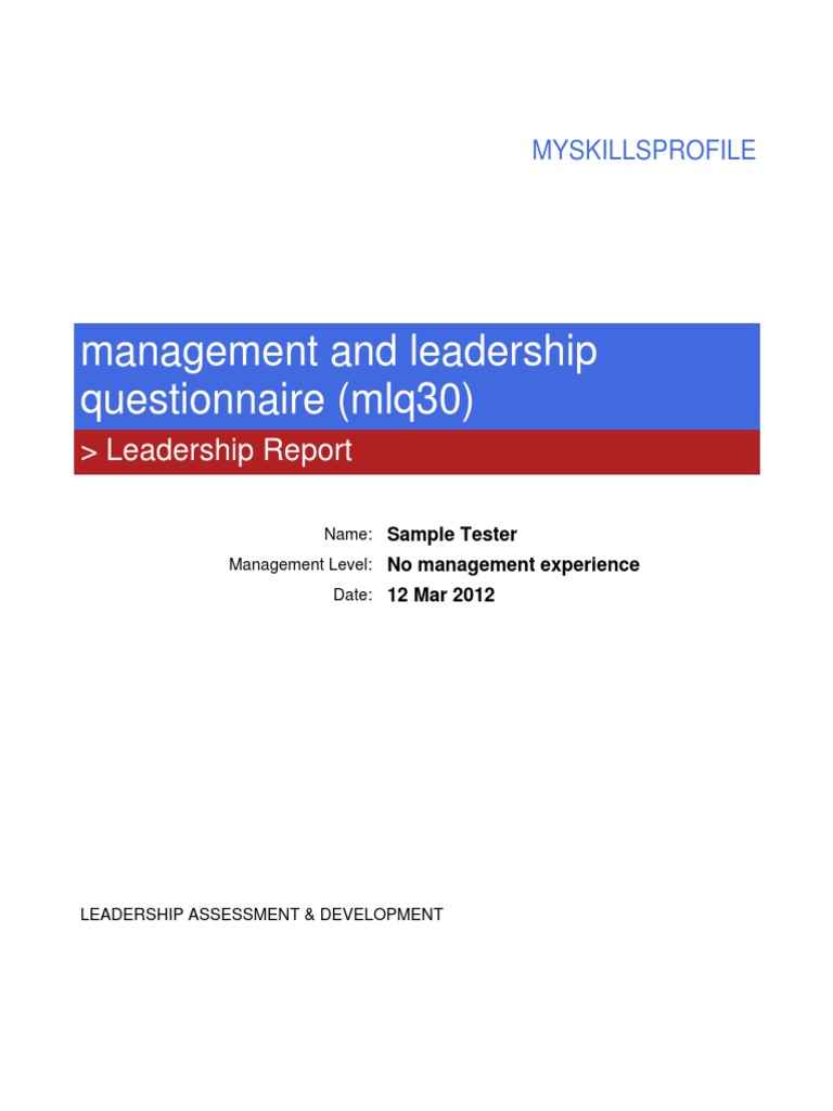 Management and Leadership Competency Assessment | PDF | Competence ...