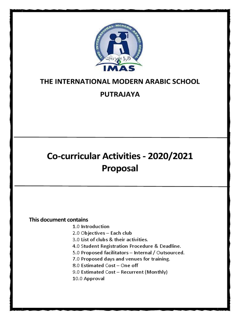 Template of A Proposal For CCA 2020 - 21. | PDF | Business