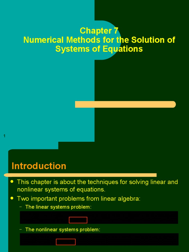 Numerical Methods for Equation Systems | PDF | System Of Linear ...