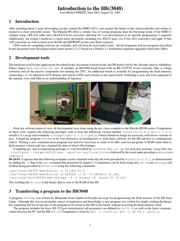 An Introduction to Developing and Testing Programs for the Hitachi H8