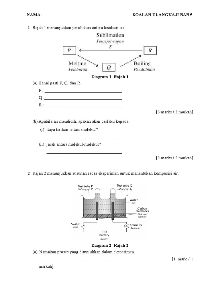 Soalan Ulangkaji Sains Tingkatan 2 Bab 5 | PDF