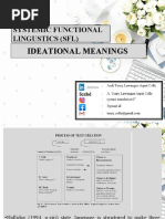 Systemic Functional Linguistics: Ideational Meanings