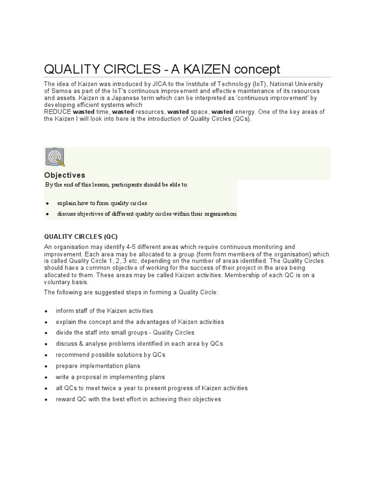 Kaizen Quality Circles Guide | PDF