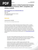 Tata Communications Limited Fundamental Company Report Including Financial, SWOT, Competitors and Industry Analysis