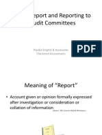 Audit Report and Reporting To Audit Committees