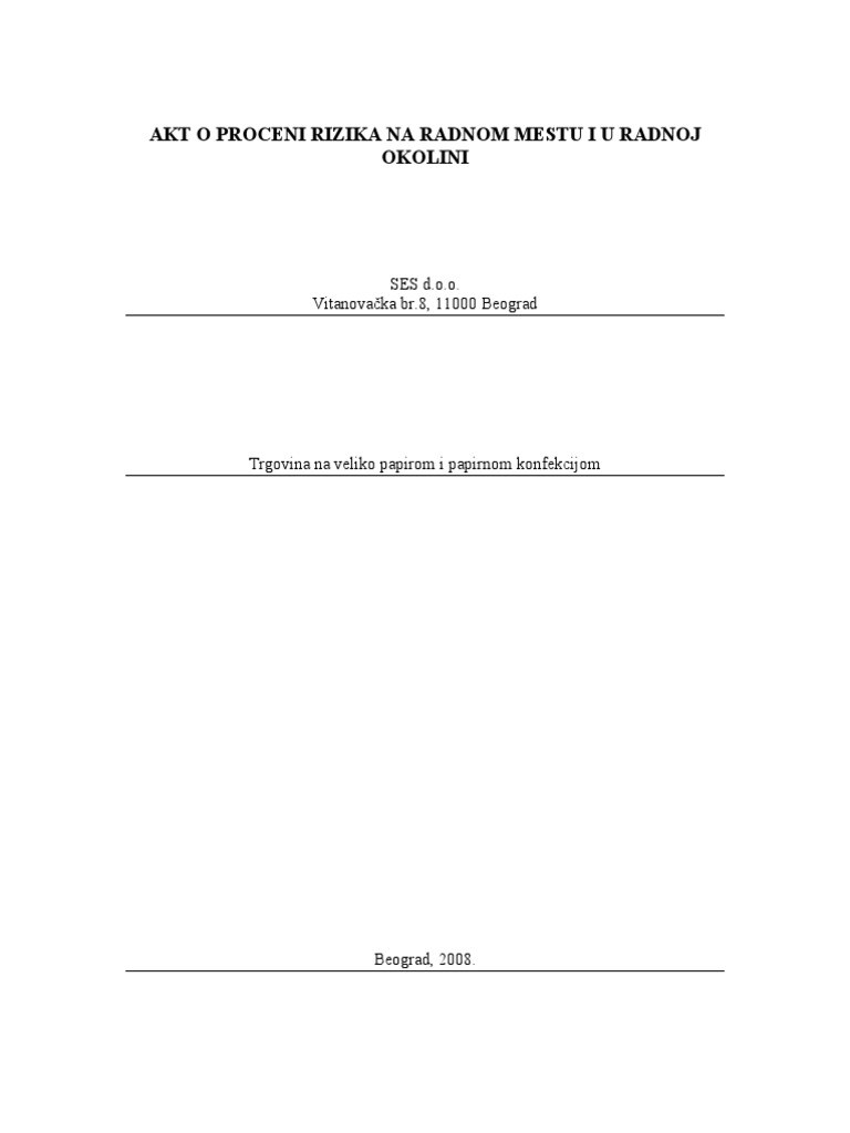 Procena Rizika Za Papir | PDF