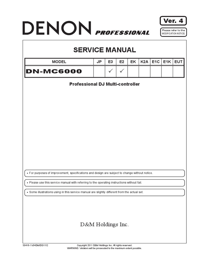 Service Manual Denon DN-MC6000 PDF | PDF | Switch | Decibel