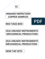 Drill Bits Inward Inspection Copper Samples Red Tags Box Old Unused Instruments Mechanical Production Old Unused Instruments Mechanical Production New Tap Sets