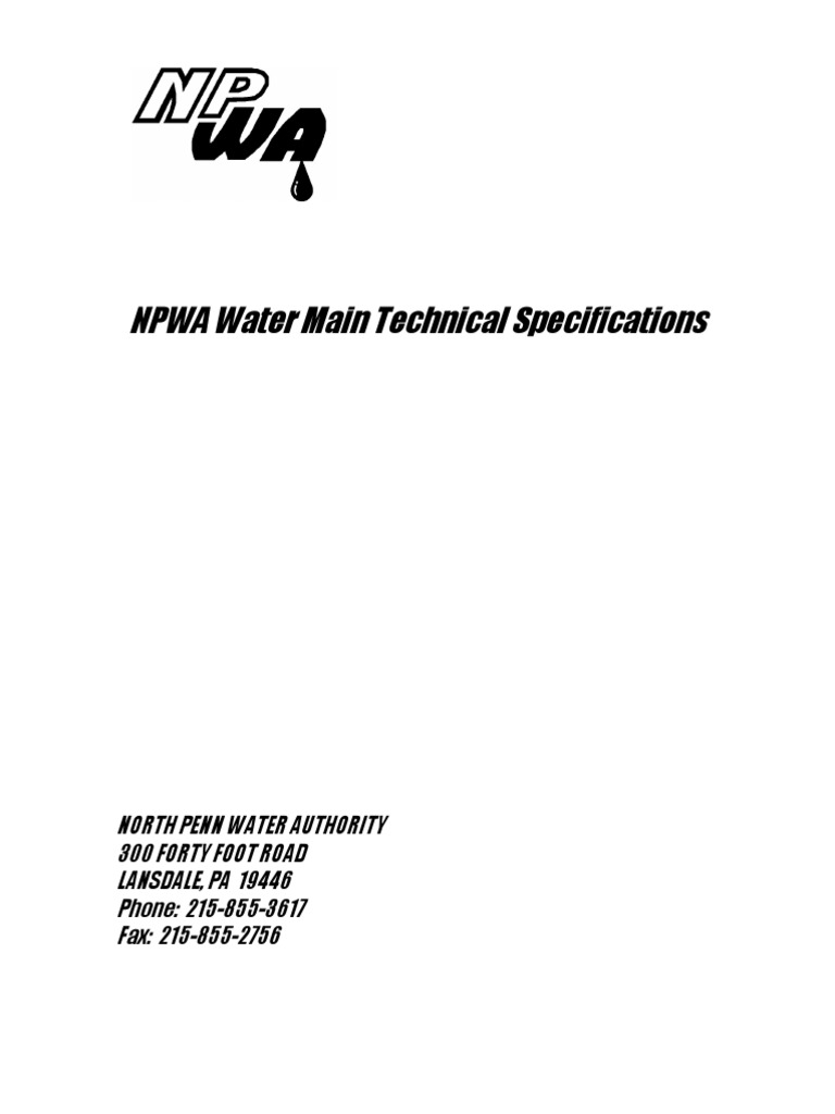 Water Main Specs for Contractors | PDF | Pipe (Fluid Conveyance) | Valve