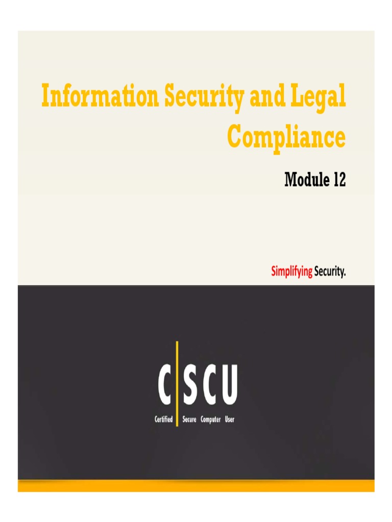 Cscu Module 12 Information Security and Legal Compliance | PDF | Self ...