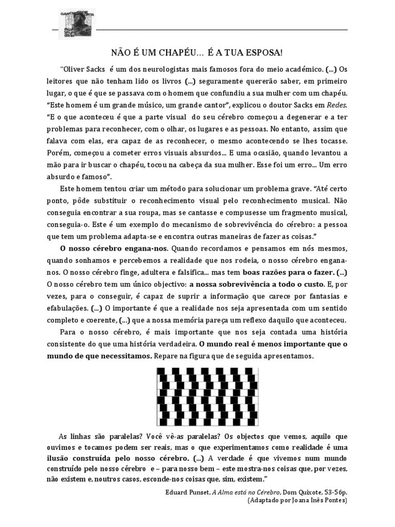 O Homem Que Confundiu A Mulher Com Um Chapéu! PDF Realidade