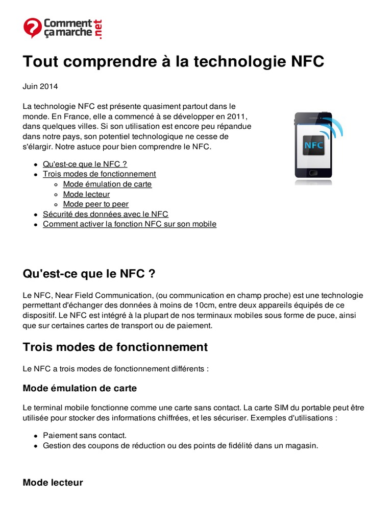 NFC PDF | PDF | Téléphones portables | Télécommunications