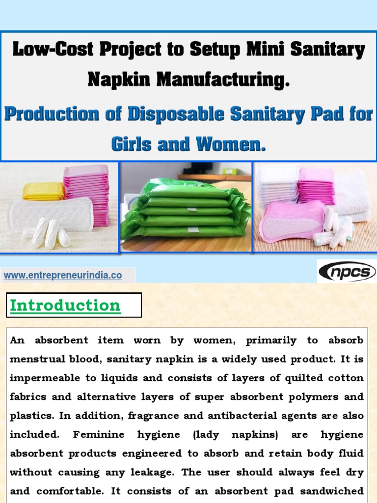 LowCost Project To Setup Mini Sanitary Napkin Manufacturing