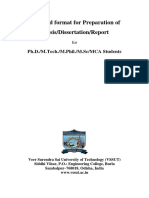 Standard Format For Preparation of Thesis/Dissertation/Report