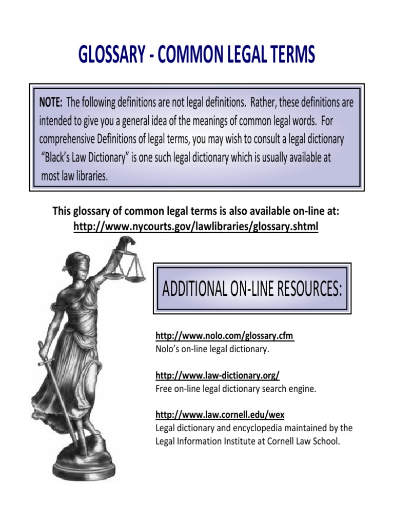 Common Legal Terms Glossary | PDF | Lawsuit | Affidavit