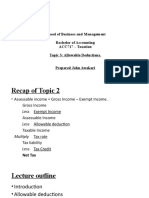 School of Business and Management Bachelor of Accounting ACC717 - Taxation Topic 3: Allowable Deductions. Prepared John Awakari