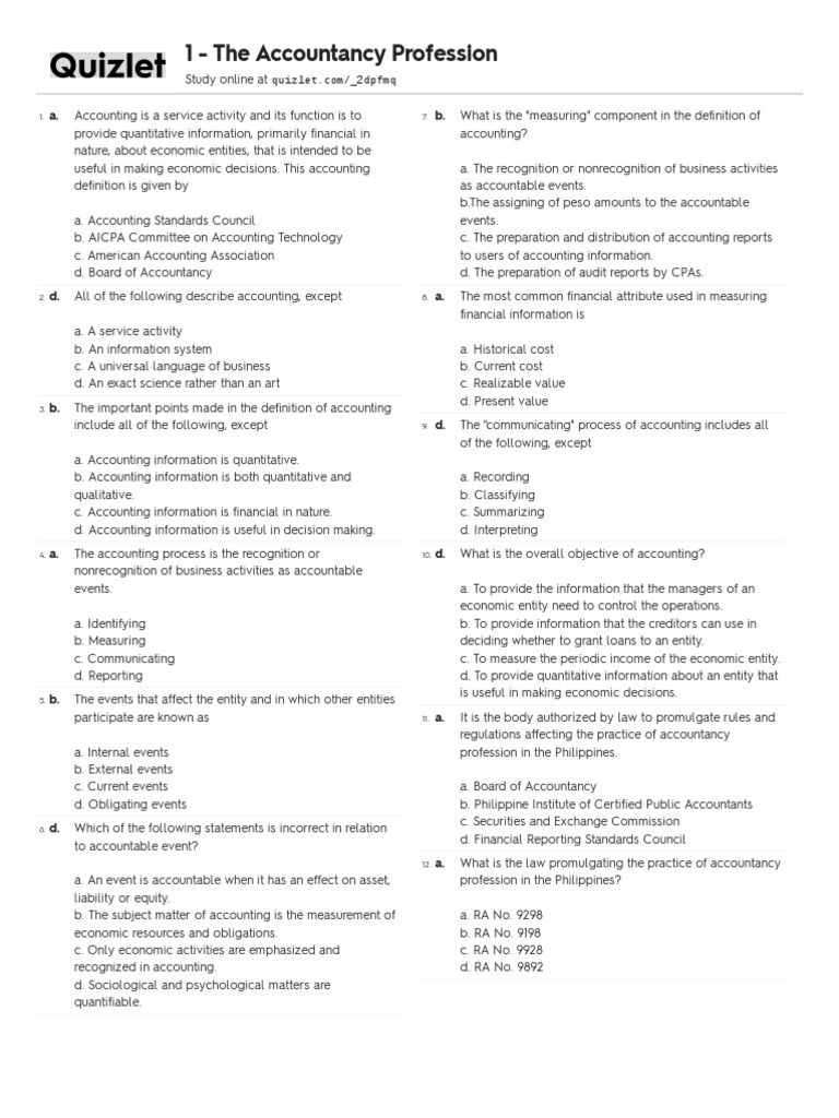 Cfas CH 1 Quizlet PDF Certified Public Accountant International