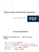 Deterministic Finite State Automata: Sipser Pages 31-46