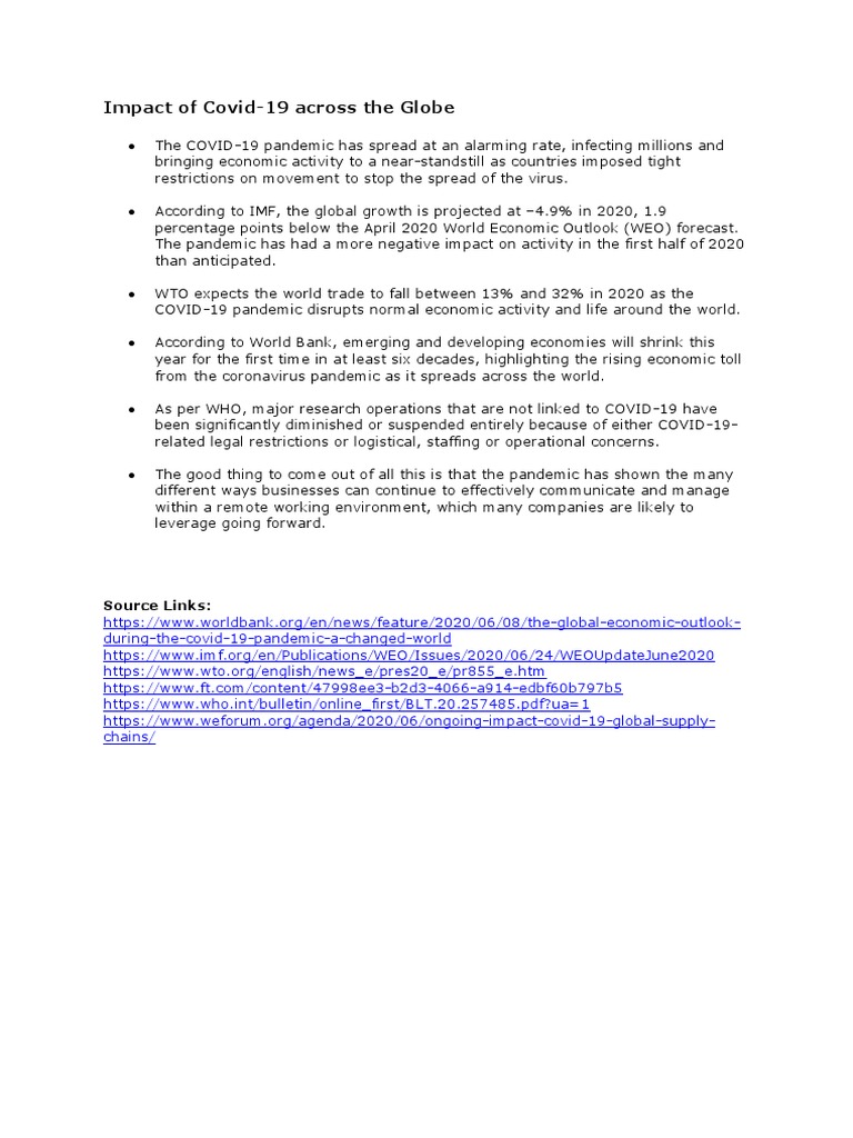 Global Economic Impact of COVID-19 | PDF | Social Science