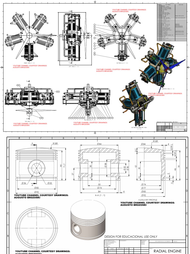 Radial Engine Assembly Drawing PDF | PDF | Propulsion | Machines