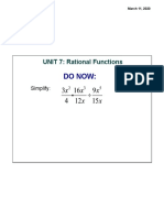 Do Now:: UNIT 7: Rational Functions