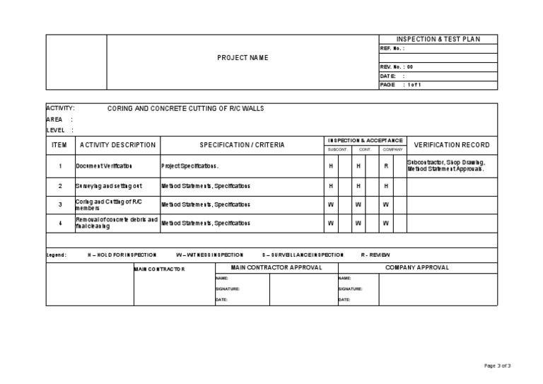 Coring and Concrete Cutting Plan | PDF | Specification (Technical ...