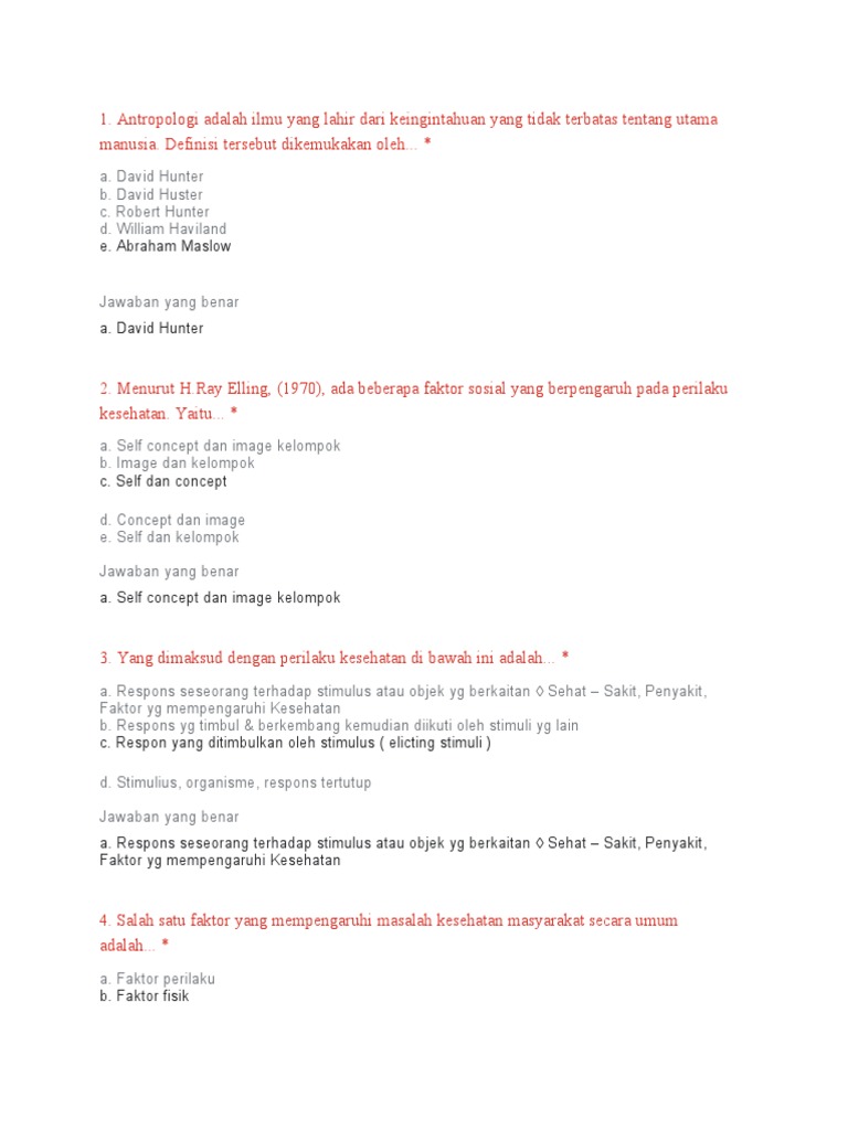 Contoh Soal Dan Jawaban Antropologi Kesehatan Keranjang Soal