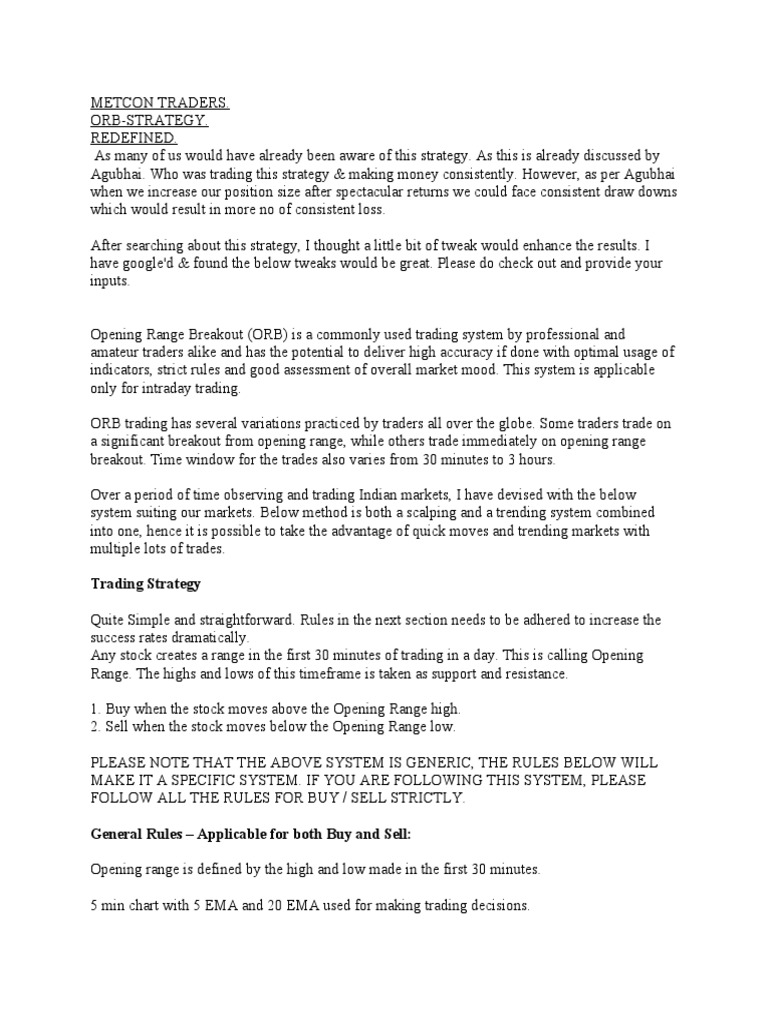 New Orb Strategy | PDF | Algorithmic Trading | Financial Markets