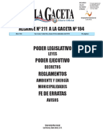 Alcance N 211 A La Gaceta N 184: Poder Legislativo Poder Ejecutivo Reglamentos Fe de Erratas