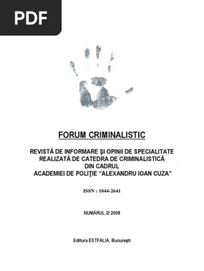 Forum Criminalistic Nr 2 Of 2008 Pdf