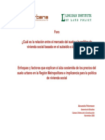 RELACIÓN MERCADO DE SUELO - VIVIENDA SOCIAL