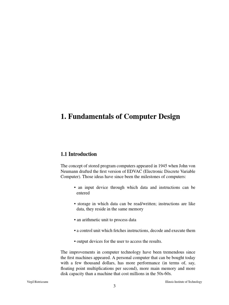 Fundamentals of Computer Design: Virgil Bistriceanu Illinois Institute ...