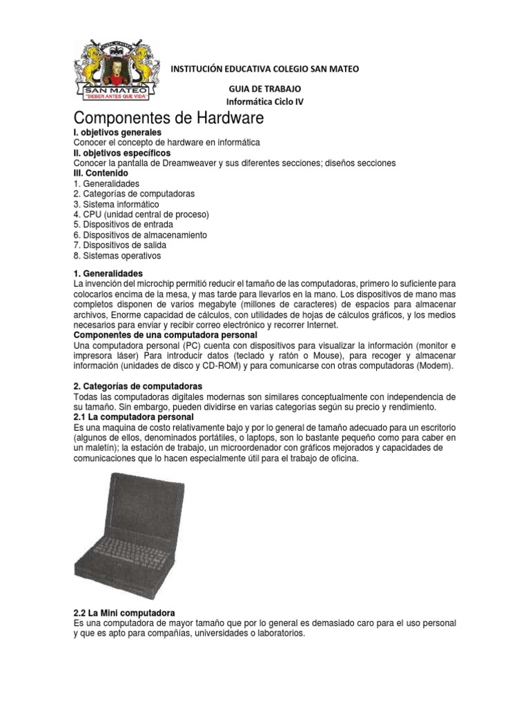 Guía de Hardware para Estudiantes | PDF | Hardware de la computadora ...