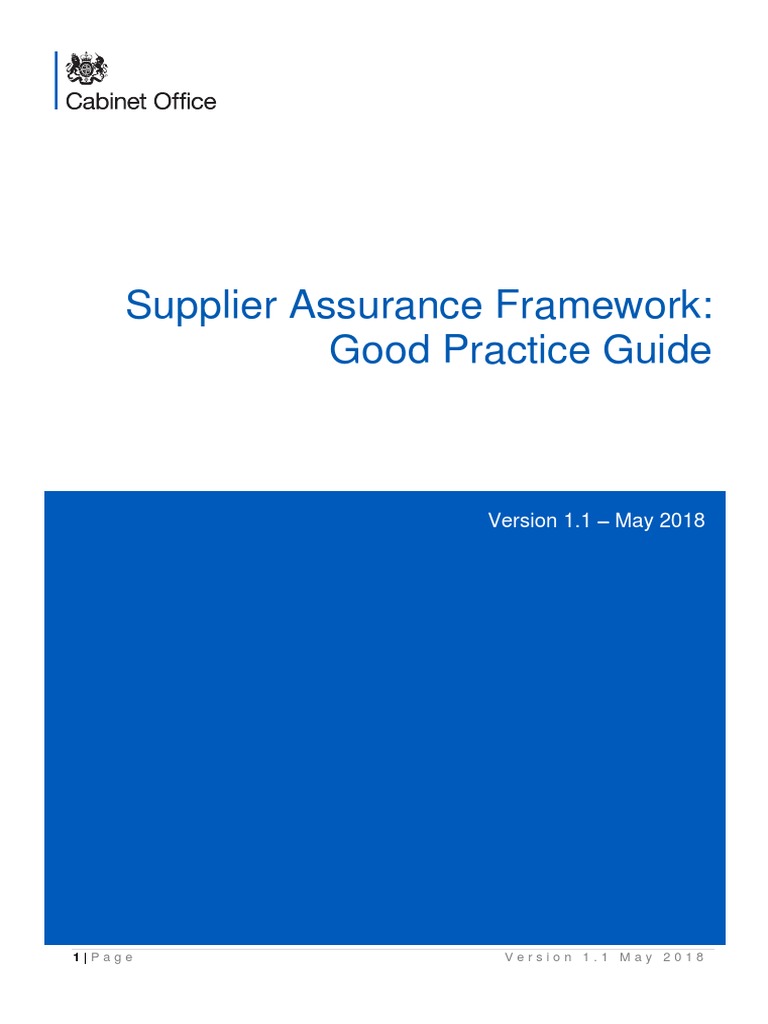 Supplier Assurance Framework Good Practice Guide Version 1.1 May 2018