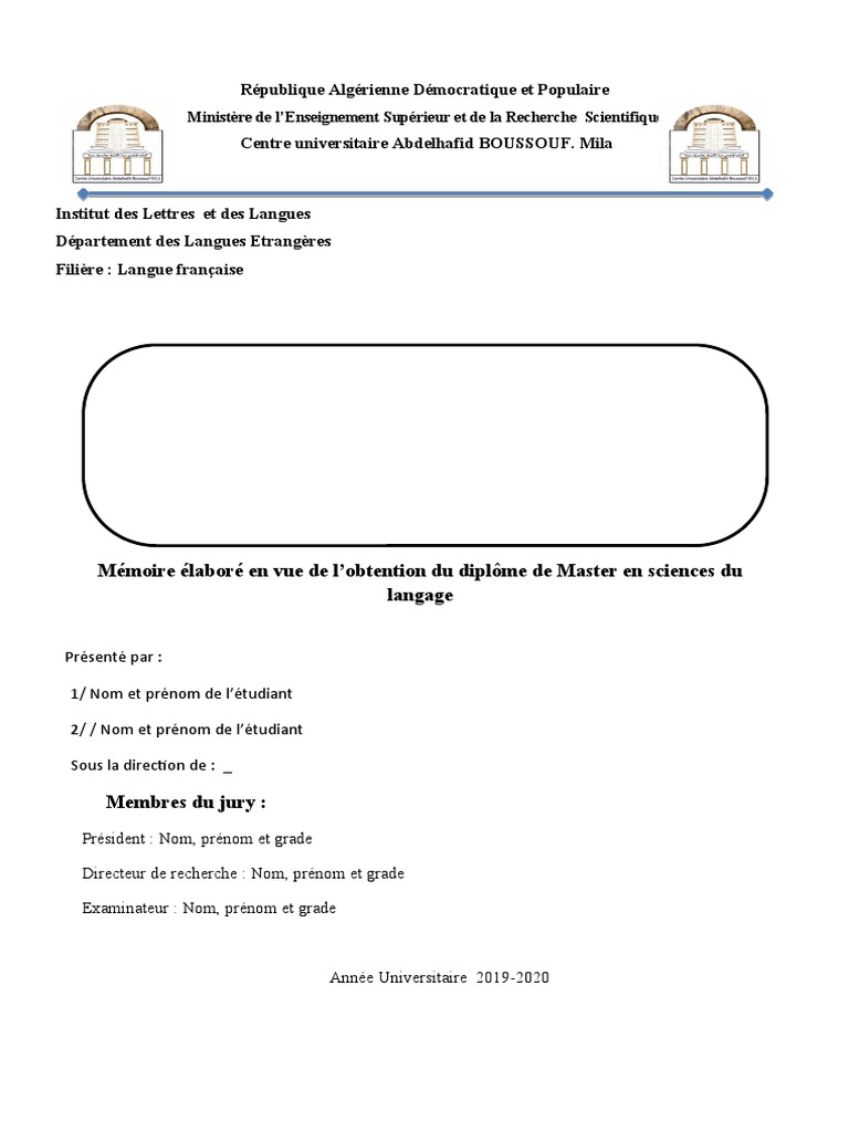 Traduction Français Page De Garde Page de Garde Master Français | PDF