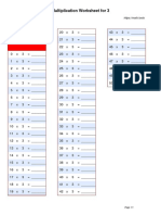 Multiplication Worksheet for 3 Times Tables