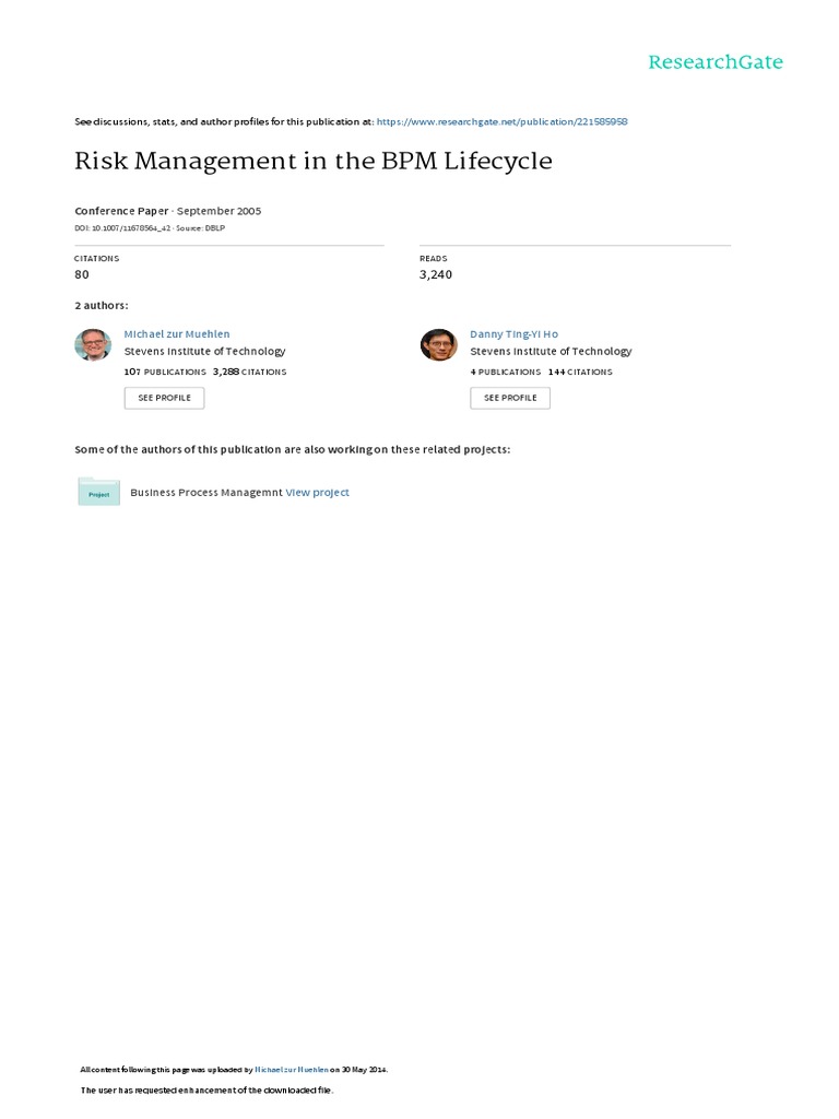 Risk Management in The BPM Lifecycle PDF | PDF | Business Process ...