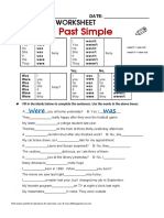 BE VERB: Past Simple: Grammar Worksheet