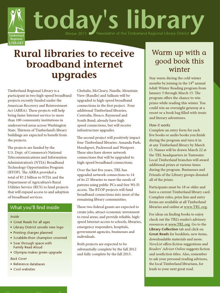 Winter 2011 Today's Library Newsletter, Timberland Regional Library ...